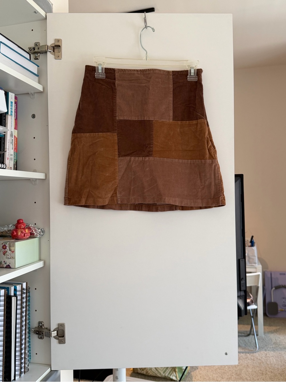 Hollister Patchwork Corduroy Mini Skirt in Mixed Brown Tones
